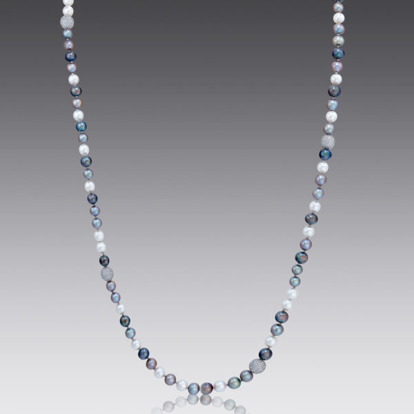 Venus Platinum Freshwater Pearl and Diamond Necklace