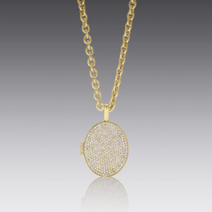 18kt Yellow Gold and Diamond Oval Locket Necklace