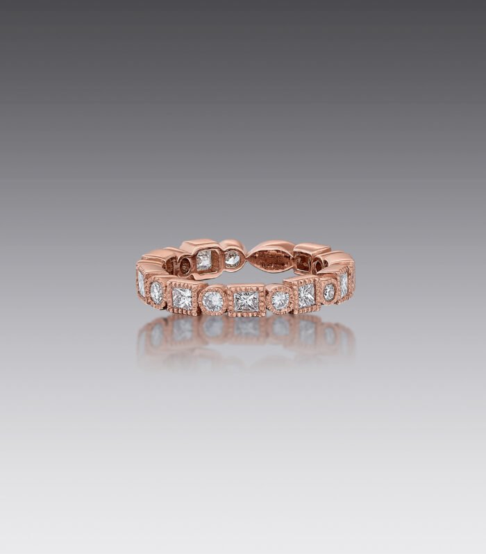 Gia Mixed Diamond Stack Band Ring