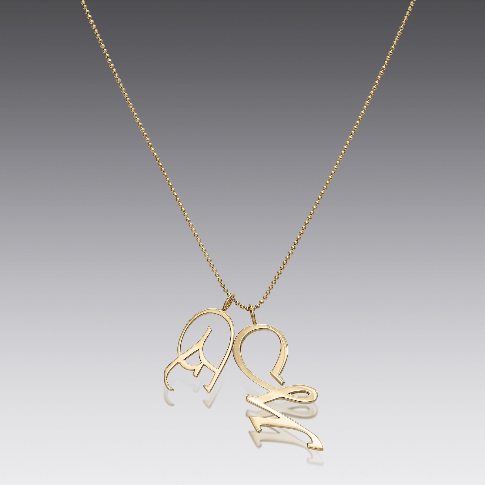 Yellow Gold Initial Charm Necklace