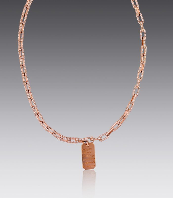 Livin' On A Prayer Rose Gold Paper Clip Diamond Chain and Pendant