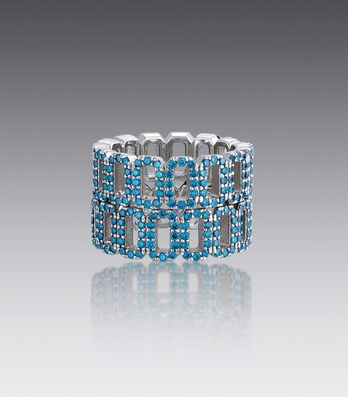 Ella Blue Diamond Emerald Shape Ring