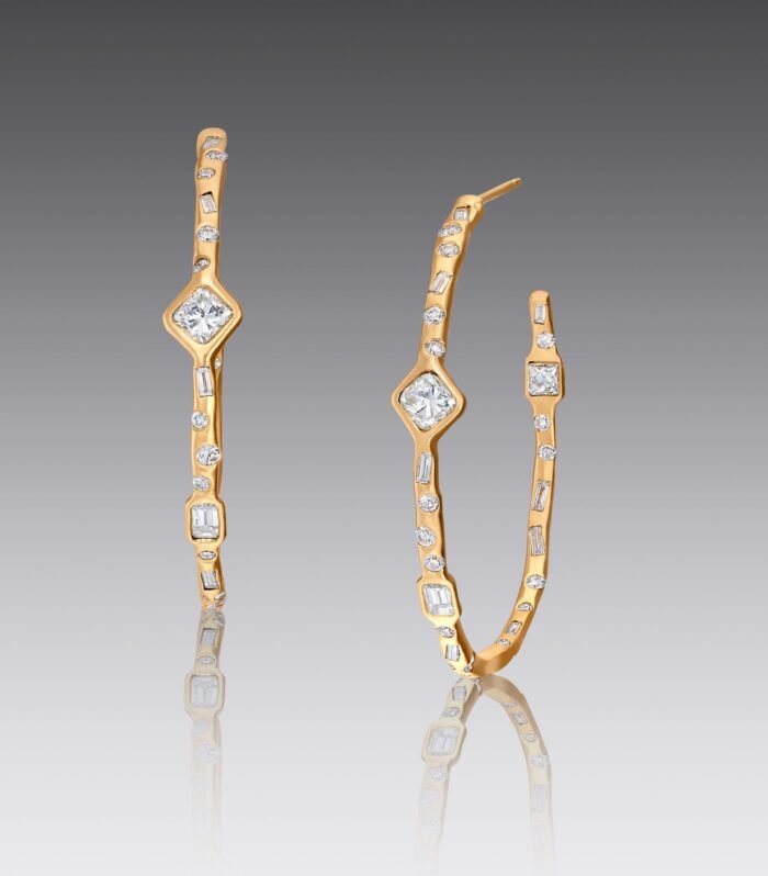 Blair 18kt Yellow Gold Organic Shape Diamond Hoop Earrings