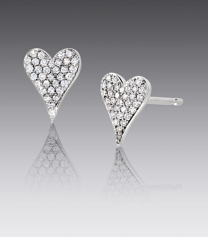 Heart and Soul 18kt White Gold Diamond Heart Stud Earrings