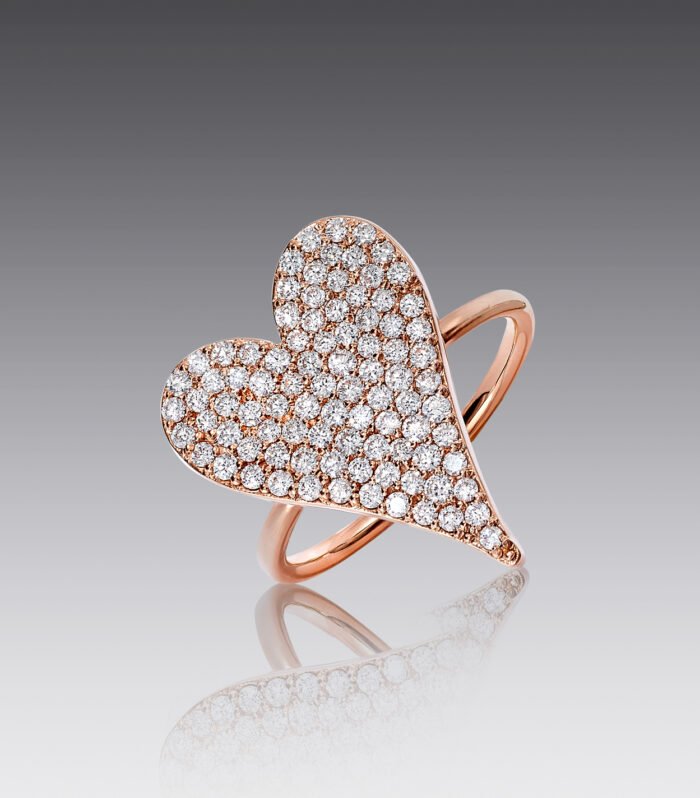 Heart and Soul 18kt Rose Gold Medium Diamond Heart Ring
