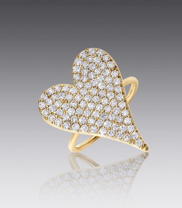 Heart and Soul 18kt Yellow Gold Large Diamond Heart Ring