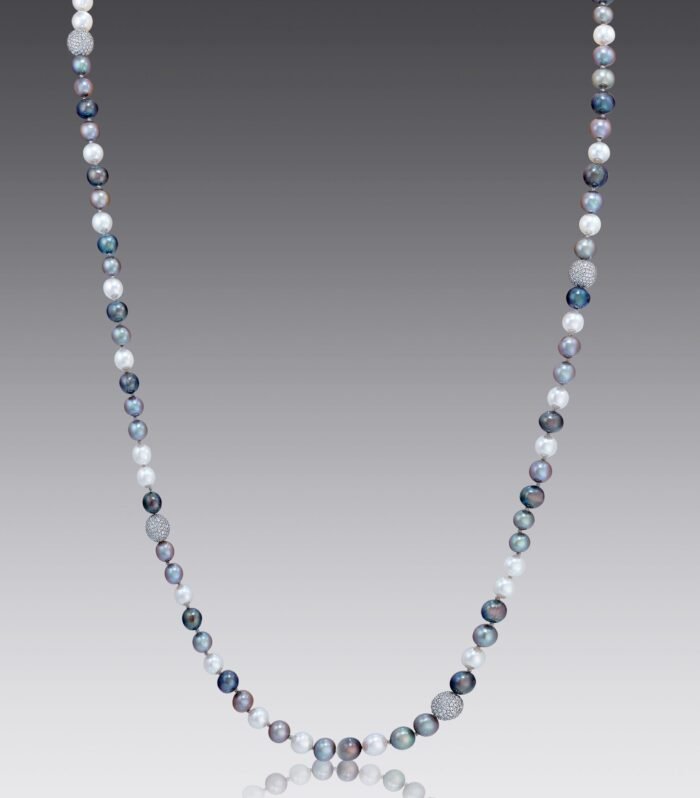 Venus Platinum Freshwater Pearl and Diamond Necklace